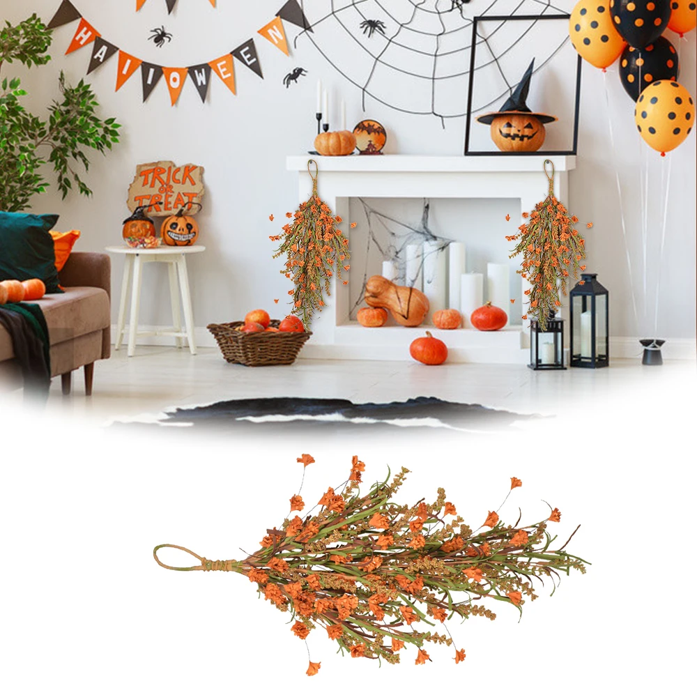 Искусственная подвесная цветочная гирлянда Декоративная с пшеничными ушами