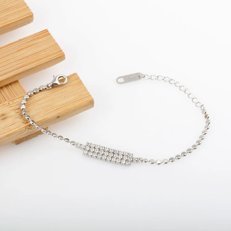 

S925 Sterling Silver Bracelet for Women Luxury Zircon Charms Bracelet Diamond Bead Chain Bracelet Personalized Splicing Jewelry