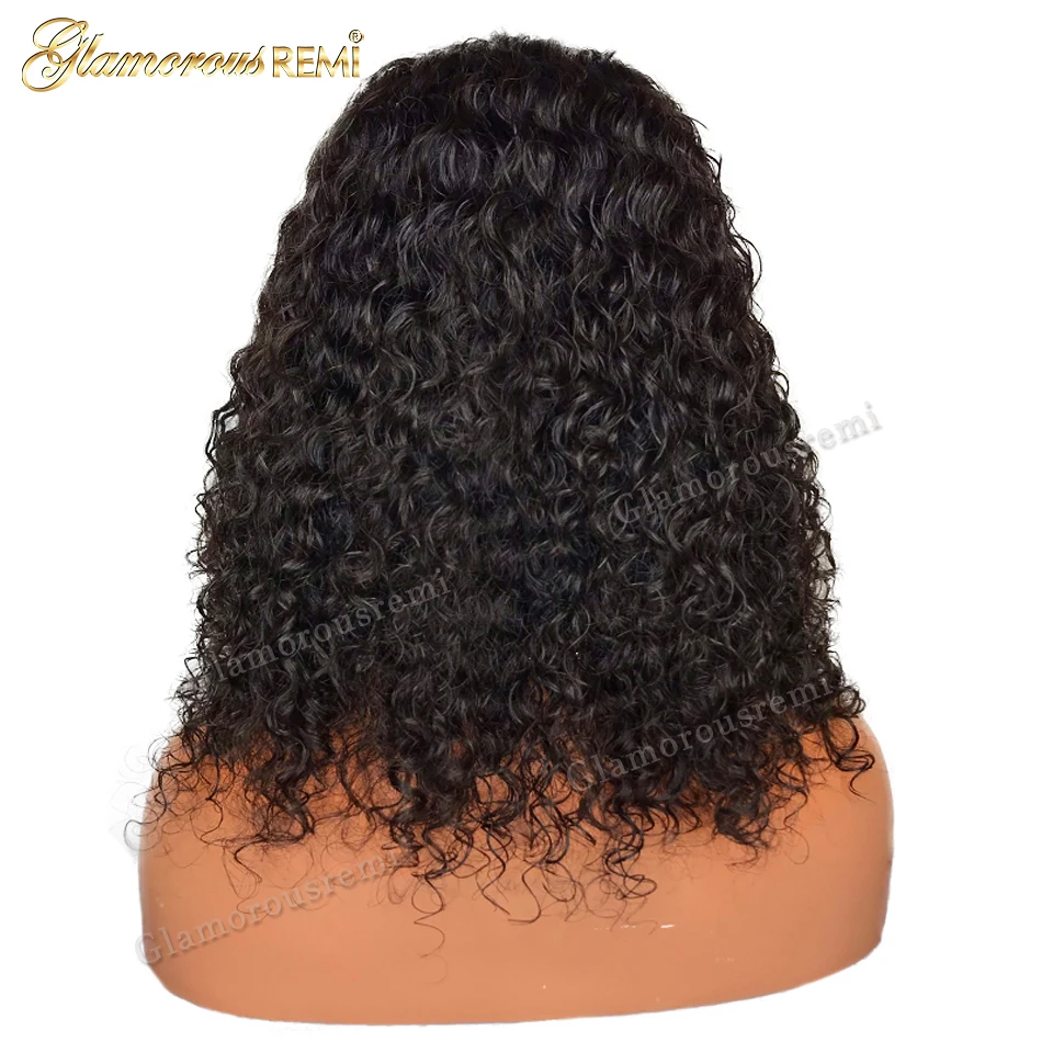 Короткий кудрявый Боб человеческие волосы remy фронтальный парик для женщин