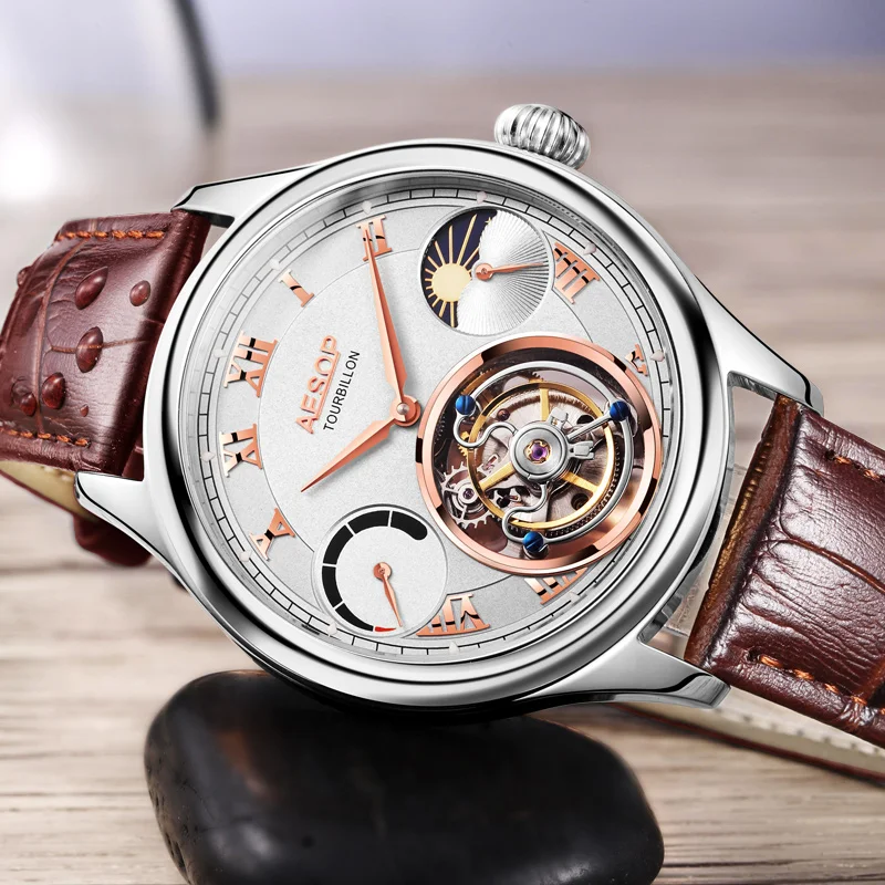 

AESOP Tourbillon Watch Sapphire Waterproof Mechanical Hand-Wind Movement Men Watches Innovative Wristwatch Relogio Masculino