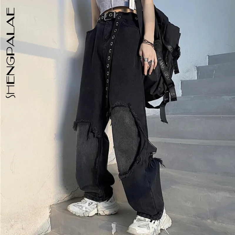 SHENGPALAE 2021 осенние женские уличные джинсы в винтажном стиле Харадзюку трендовые