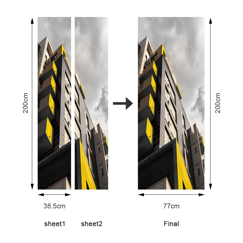 

3d Landscape Home Decoration Door Stickers Architectural Art Creative Stickers Window Glass Elevator Door Stickers Waterproof