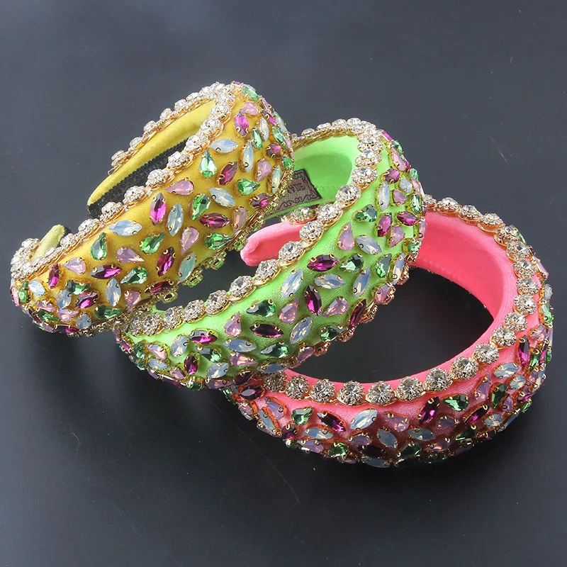 

New fashion baroque sponge light luxury rhinestone personality headband ladies catwalk highlights hair accessories headwear 944