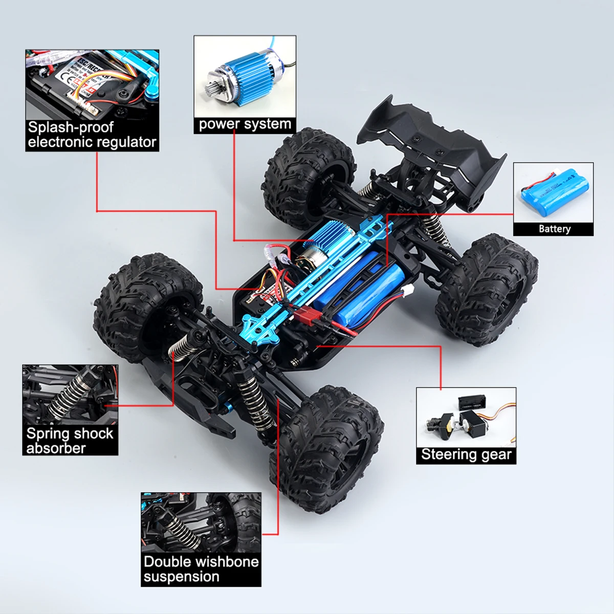 1:16 Scale 2.4G RC Car High Speed Remote Control Off Road Car 4WD 38km/h Truck w/ LED Headlamps Rc carros Model Toys child Gifts enlarge