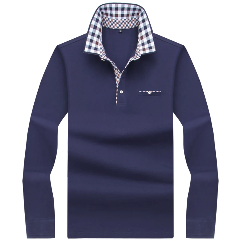 Рубашка-поло мужская с длинным рукавом деловой Повседневный хлопковый топ