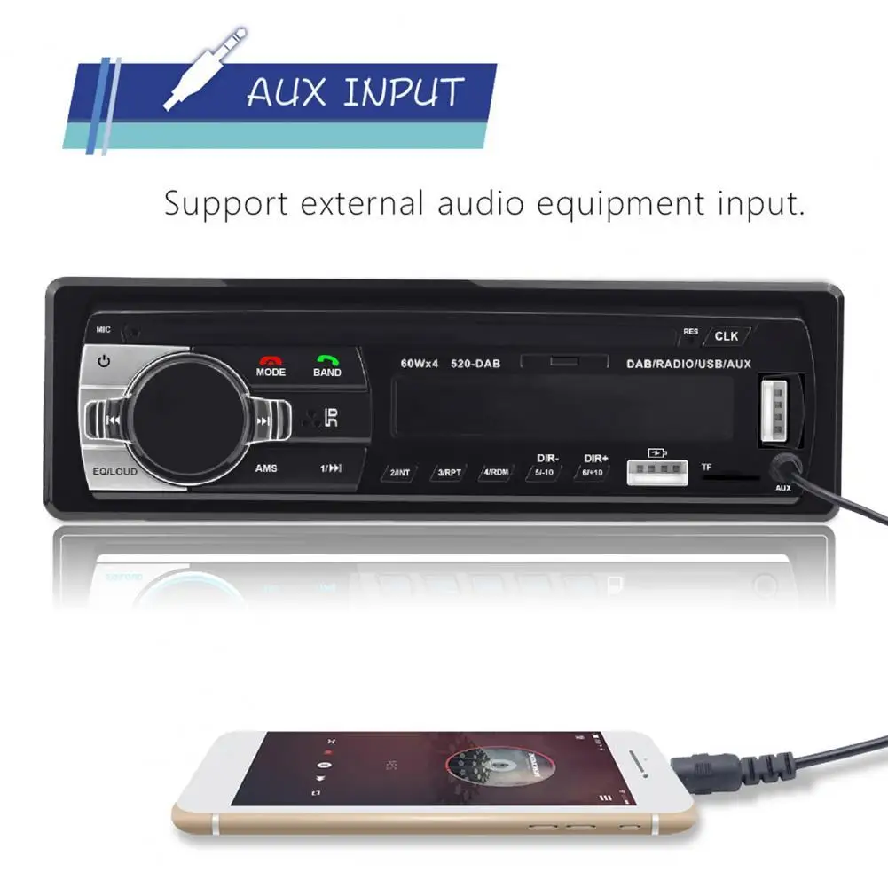 

520DAB Car Radio Player Bluetooth Card Insert Practical U Disk Radio MP3 Player for Vehicles