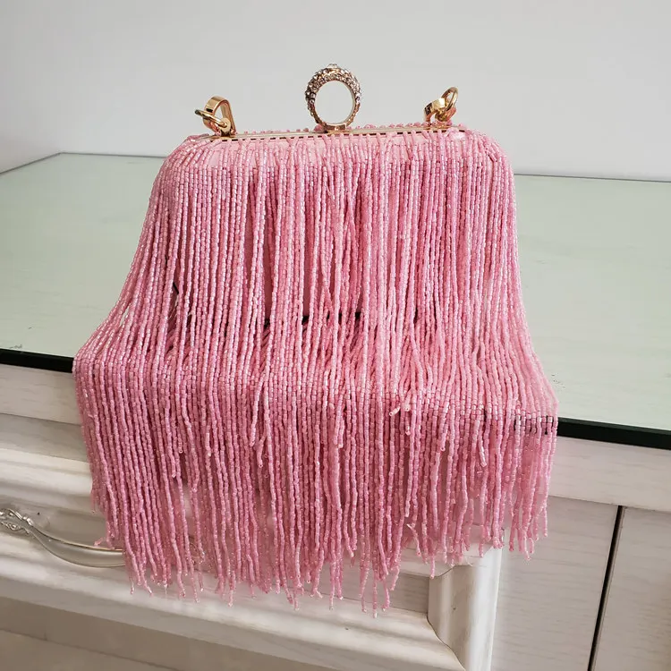 Women Tassel Fashion Ladies Clutch Bag Shoulder Handbags Female Party Wedding Evening Bag For Phone Purse