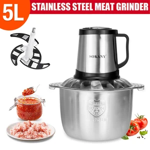 3speed 5l electric meat mixer blender grinder 800w stainless steel electric chopper automatic mincing machine quiet food blender free global shipping