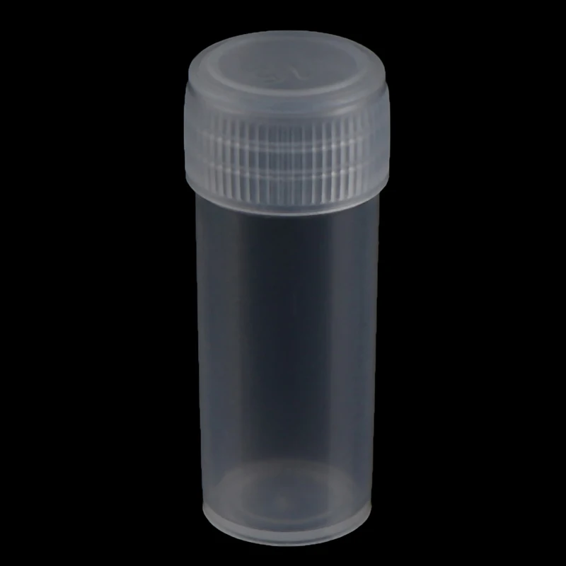 

New 100pcs 5ml Plastic Test Tubes Vials Sample Container Powder Craft Screw Cap Bottles for Office School Chemistry Supplies