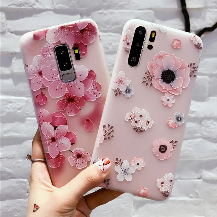 Милый чехол для телефона с цветами Samsung Galaxy S8 S9 S10 Plus S7 Edge S10E Lite S10lite розовый
