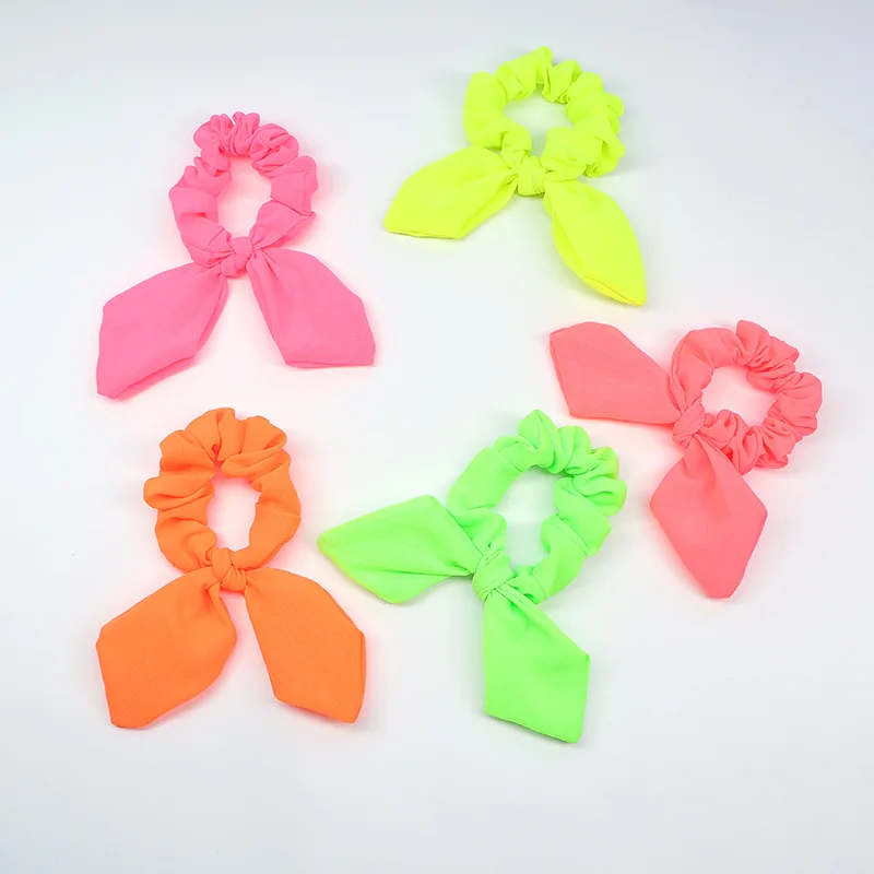 

New Fashion 2pcs/Set Bowknot Elastic Hair Band Women Solid Color Scrunchies Headband Hair Ties Ponytail Holder Hair Accessories