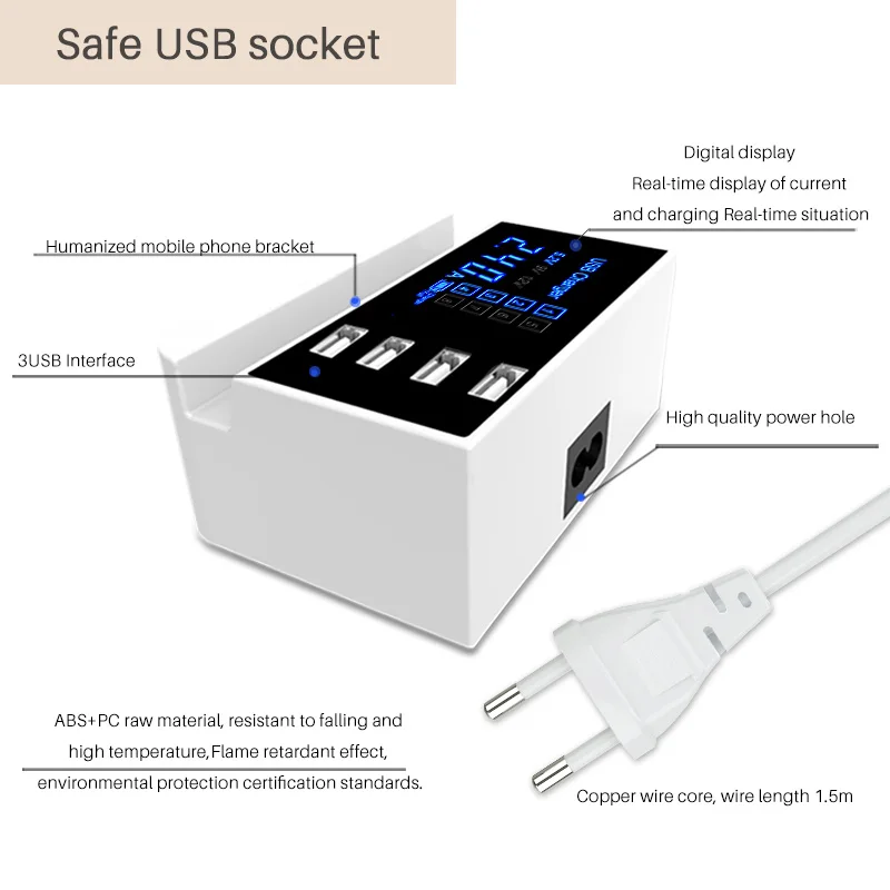 Подставка для телефона 4 порта USB зарядное устройство быстрозарядная станция концентратор умный рабочий стол разъём адаптера питания для телефона планшета Xiaomi samsung S9