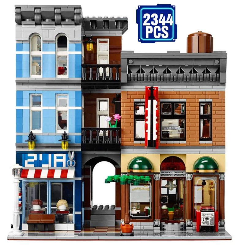 

Street View Architecture Building Blocks European Houses Detective Agency Bricks Education Toys for Kids Gift