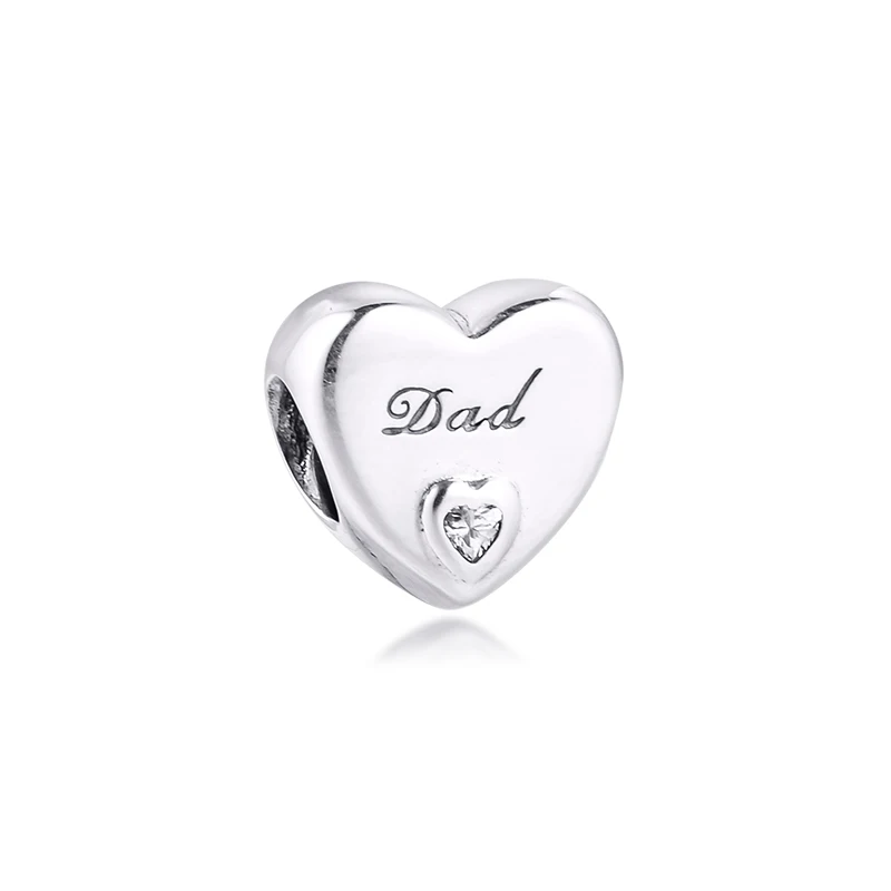 

Dad's Love Beads for Jewelry Making 925 Sterling Silver Clear CZ Charms Fits Pandora Bracelet DIY Gift Kralen Bijoux Femme