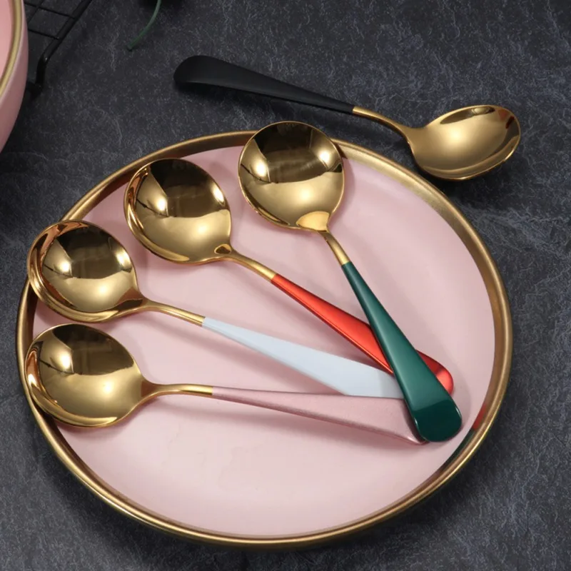Ложка из нержавеющей стали 1 шт. Золотая ложка для мороженого обеденная посуда