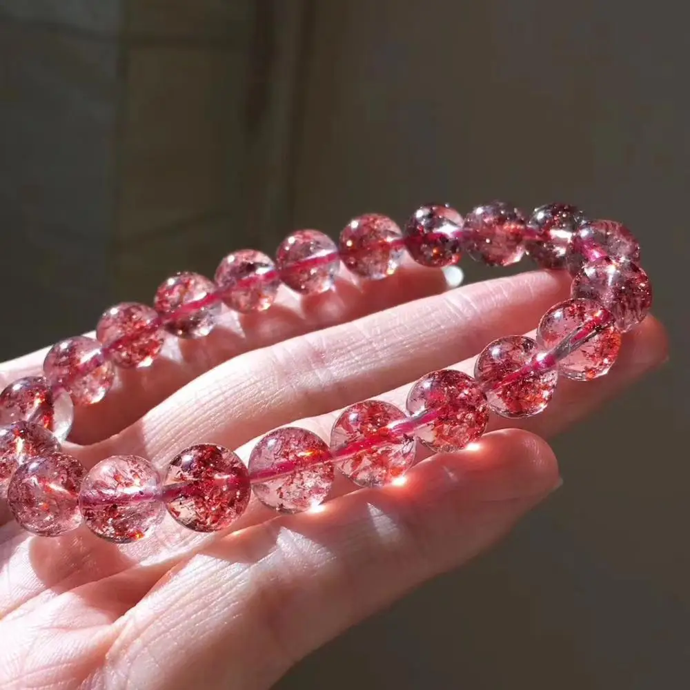 

Certificate 9mm Natural Lepidocrocite Rutilated Bracelet Woman Lady Super 7 Melody Crystal Round Beads Stretch Jewelry AAAAAA