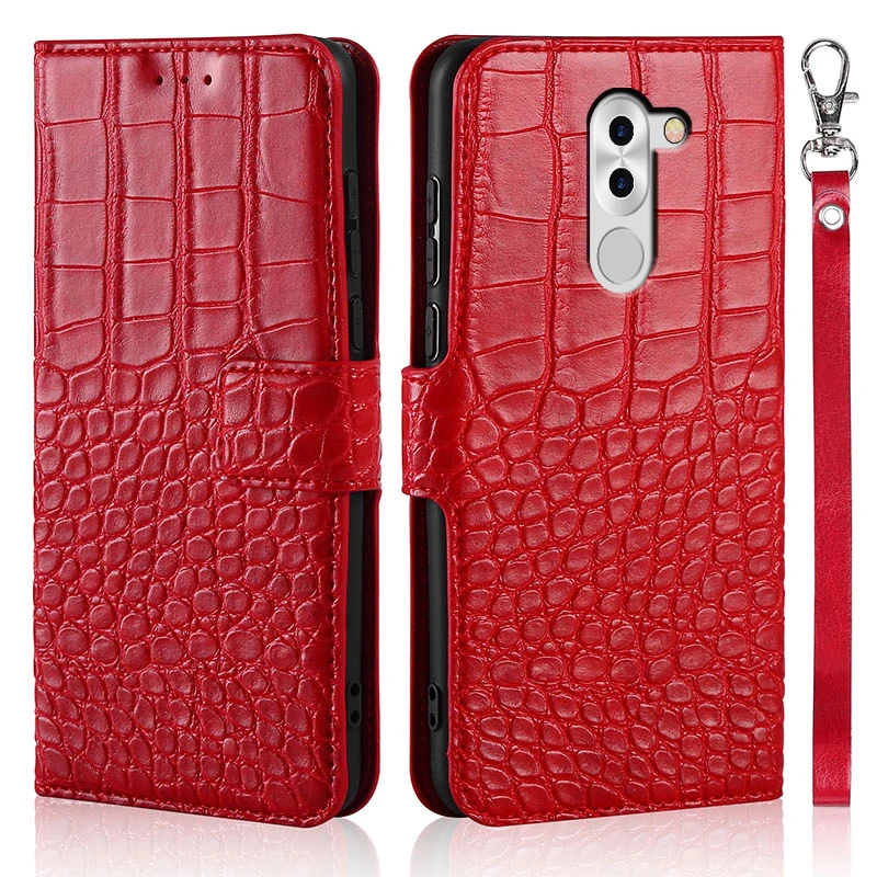 

Flip Phone Case for Huawei Honor 6X BLN-AL10 / Mate9 Lite /GR5 2017 Cover Crocodile Texture Leather Book Design Luxury Coque