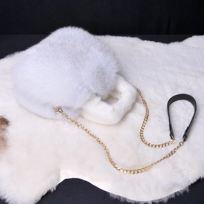 2020 New Blue Fox Fur Handbag Crossbody Bags Wrist Women Natural Hand Warmer Single Shoulder Evening Bag Girls | Багаж и сумки
