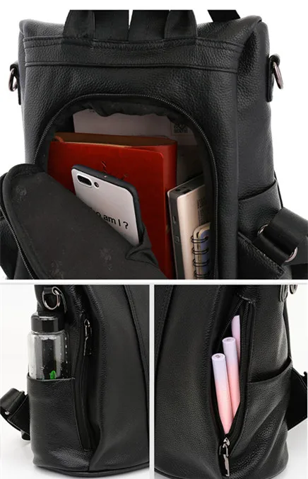 

Top Layer Cowhide Lady's Backpack 2020 New Design Women Shoulder Bag Big Capacity Female Travel Bag High Quality Soft Backpack