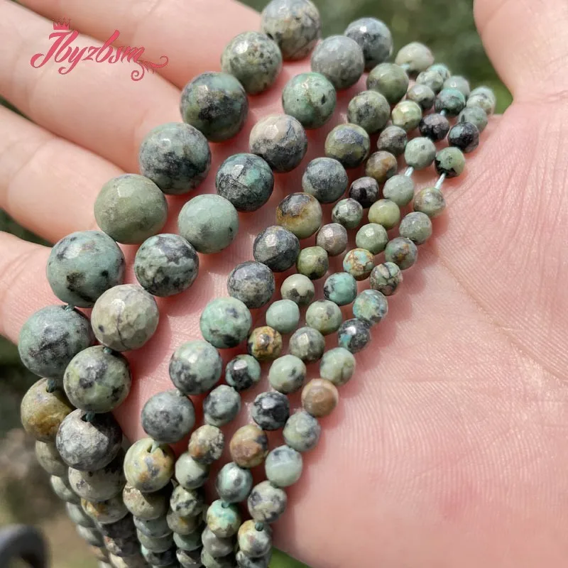 

6/8/10mm Natural Green Turquoises Faceted Round Beads Stone Beads For DIY Necklace Bracelets Jewelry Making 15" Free Shipping