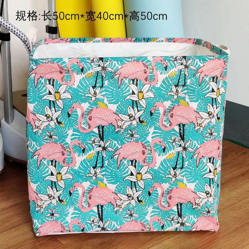 

Storage basket large capacity clothes quilt storage bag on the floor stand cotton linen storage box cloth bundle mouth storage