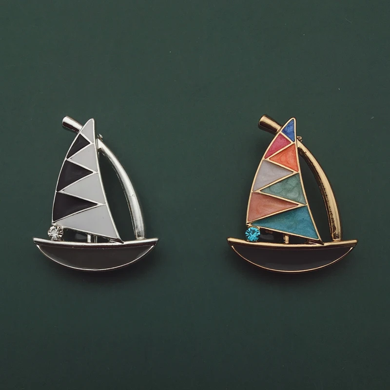 

Enamel Sailboat Brooches For Women Beauty Steam Boat Party Casual Office Brooch Pins Gifts