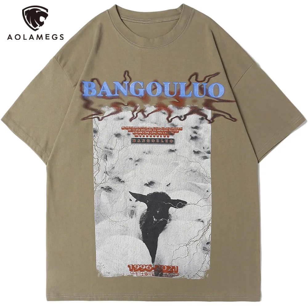 

Aolamegs мужские футболки с принтом животных, Футболка мужская хип-хоп Мужская Летняя футболка с круглым вырезом в стиле ретро, уличная одежда ...