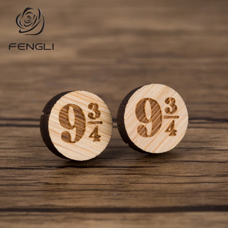 Серьги гвоздики FENGLI 9 3/4 Deathly Hallows деревянные серьги на платформе ювелирные