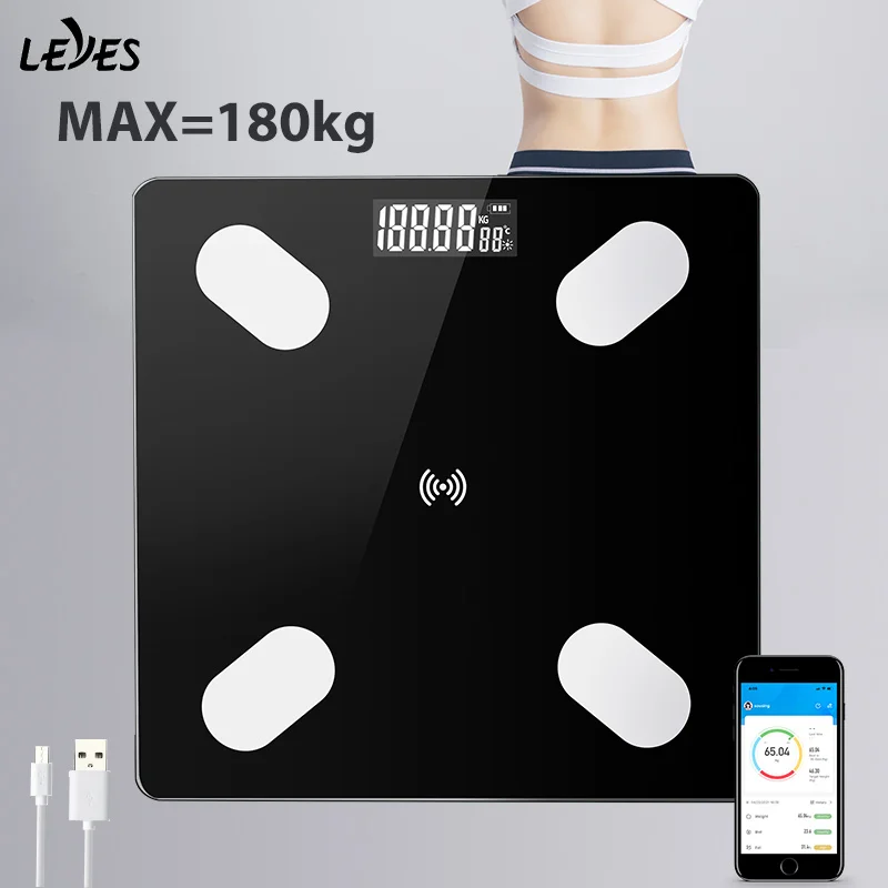 

Bathroom Scales Smart Digital Weighing Fitness Body Fat Weight Balance Connect Smartphone USB Charge Electronic Scale Floor 180k