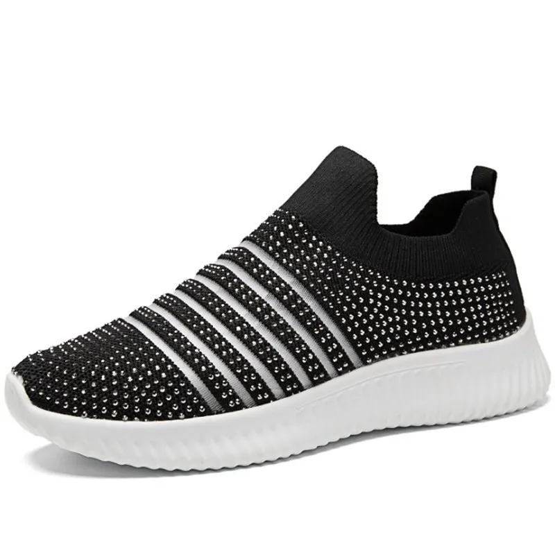 

Women Sneakers Slip on Flats Shoes Rhinestone Women Loafers Walking Flats Women Vulcanized Shoes Soft Bottom Hiking Shoes 2021