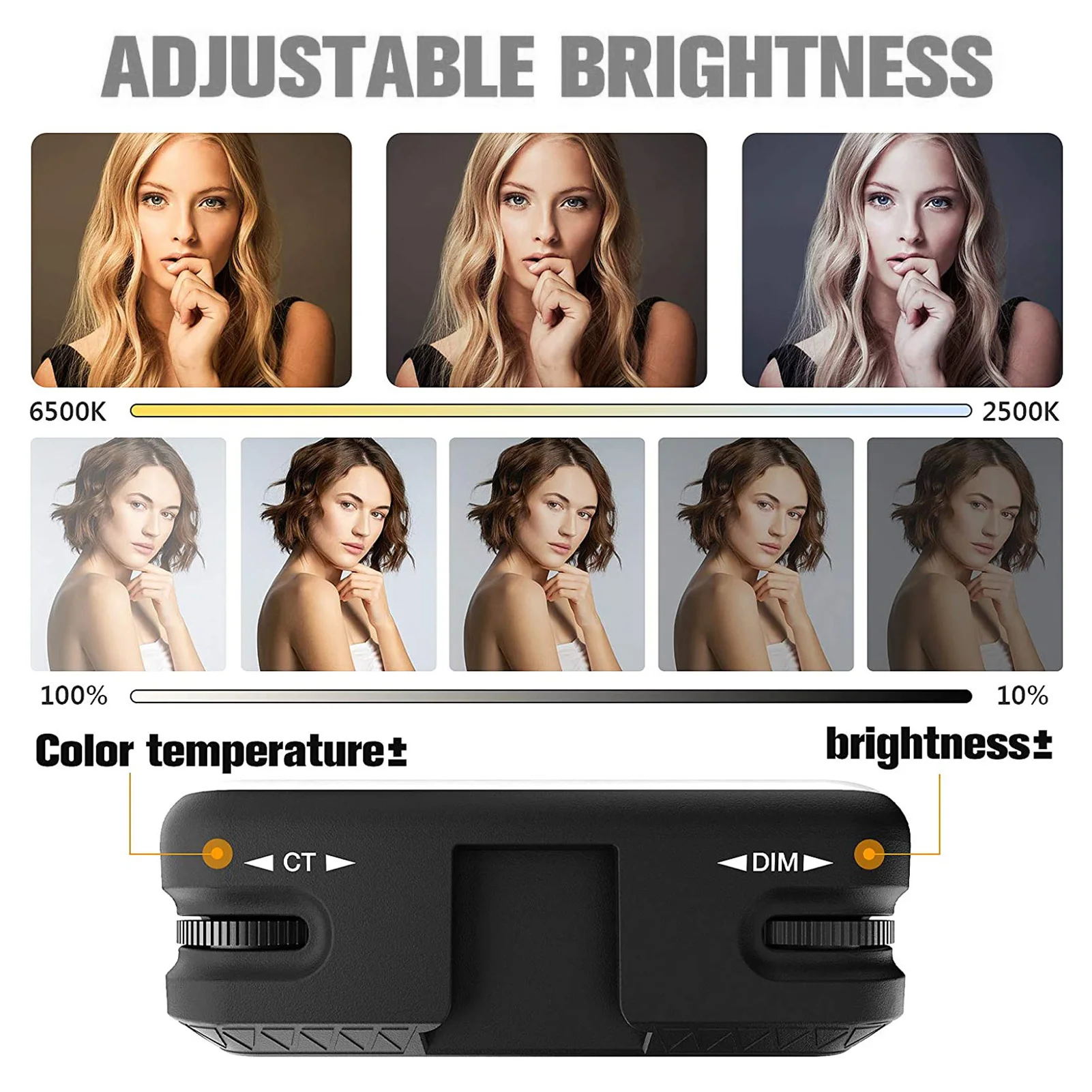 

Mobile portable fill light dimmable LED video light, 360 rotating mounting bracket, video camera Vlog fill light live broadcast