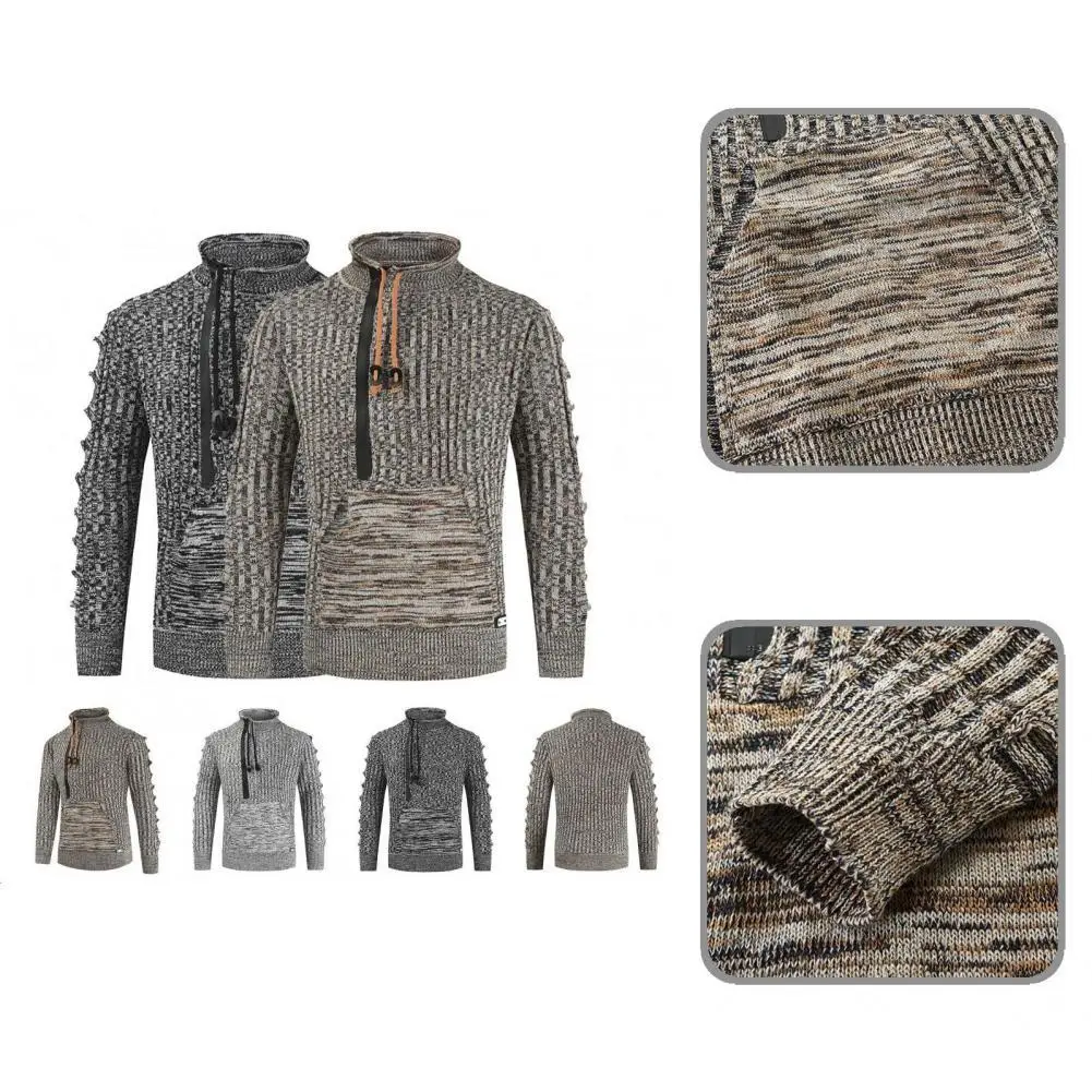 

Осень зима Стильная теплый свитер с коротким воротником, дышащий мужской свитер, однотонный для повседневной носки