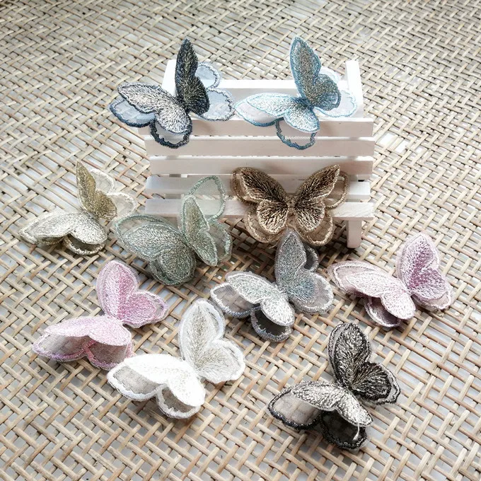 10 шт./лот двухслойная аппликация в виде бабочки кружевная нашивка аксессуары для