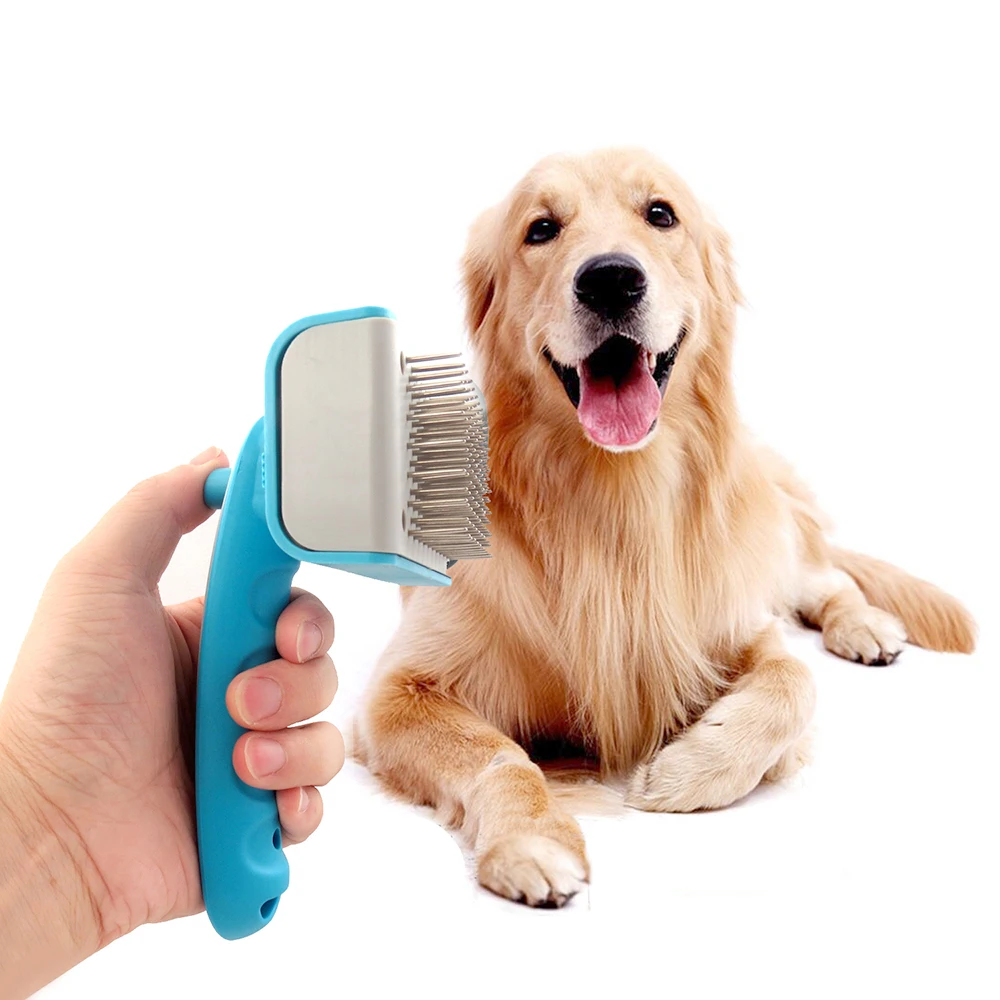 Щетка для домашних животных расческа иголка нержавеющая сталь самоочищающаяся