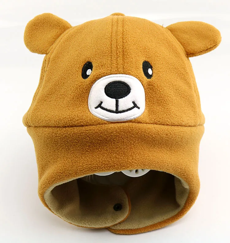 Теплая зимняя шапка с рисунком медведя кролика динозавра принтом для маленьких