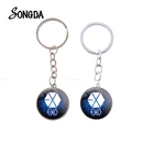 Модный логотип EXO Kpop брелок в стиле хип-хоп Стиль в Корейском стиле пение команда суперзвезда стеклянный купол кулон брелок вентиляторы подарок Llaveros