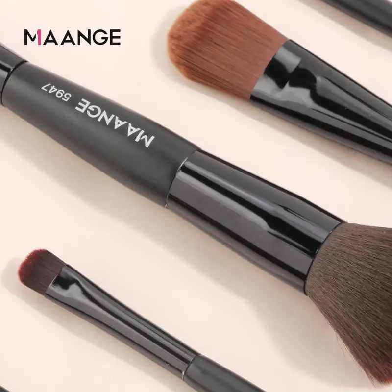

7 PCS Double Headed Makeup Brush Set Wooden Handle Portable Eye Brush Beauty Set Facial Makeup Tool