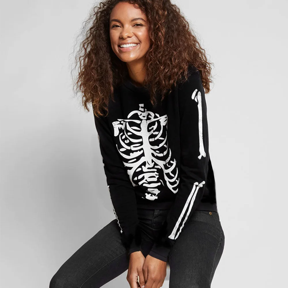 2019 Новая Женская толстовка с черепом в стиле панк-рок рисунком виде скелета на