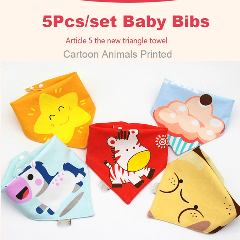 5Pcs/Set Baby Bibs Triangle Double Cotton Bandana Bibs Baby Boys Girls Babador Feeding Smock Infant Burp Cloth Baby Saliva Towel images - 6