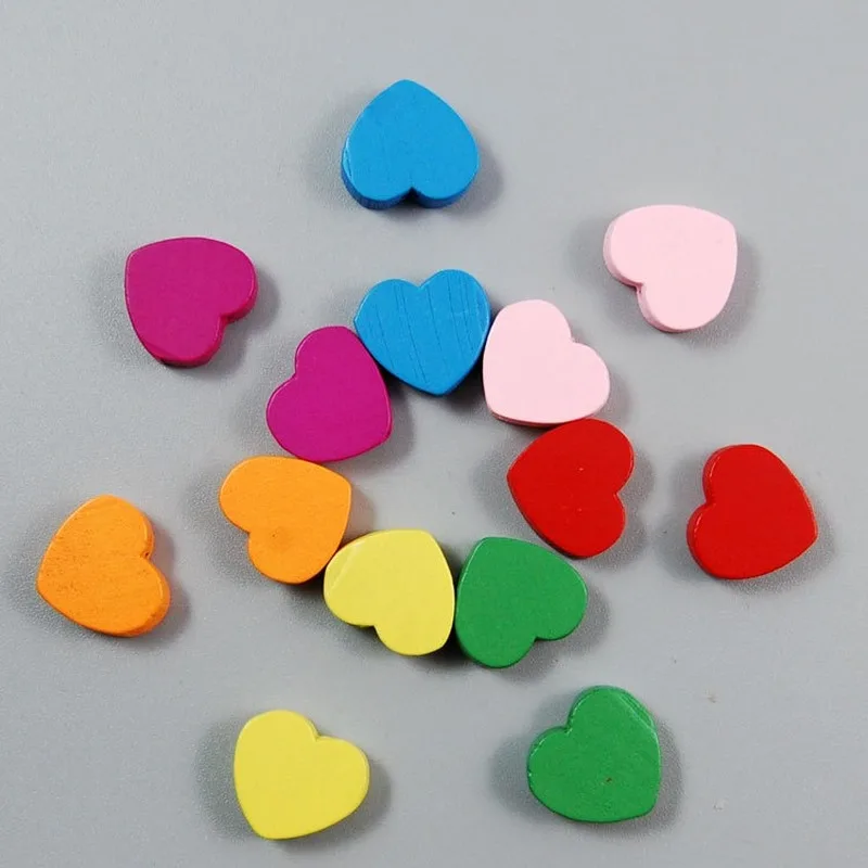 50 шт смешанные цвета Цвет сердце деревянные бусины для изготовления ювелирных