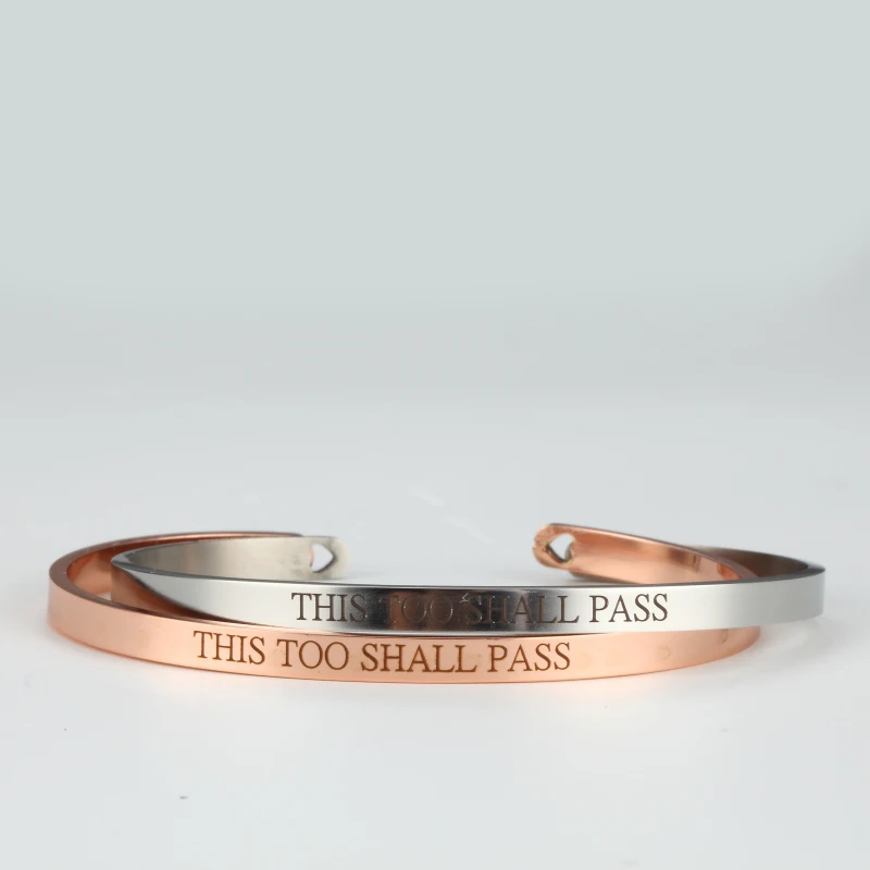 

This too shall pass Stainless Steel Bracelet Cuff,Message Bangle for Inspiration Gifts