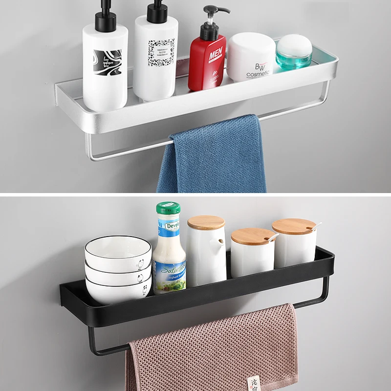bathroom shelf black with towel bar space aluminum bathroom shelves shampoo holder shower caddy rack corner kitchen storage rack free global shipping