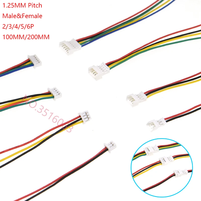 10 компл. 100 мм мини микро JST 1 25 2/3/4/5/6 контактный разъем с проводом 2pin/3pin/4pin/5pin кабель