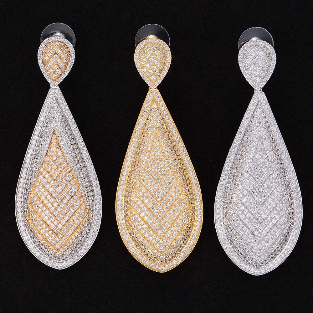 LARRAURI полный кубический цирконий Висячие серьги для женщин ручной работы