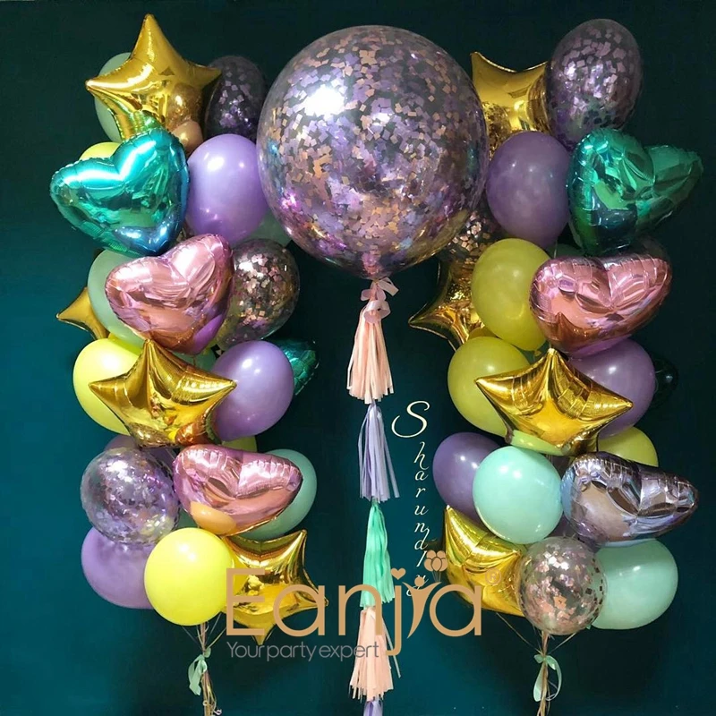 10 &quot36&quot латексные воздушные шары матовые фиолетовые гелиевые с 18 &quotзолотой