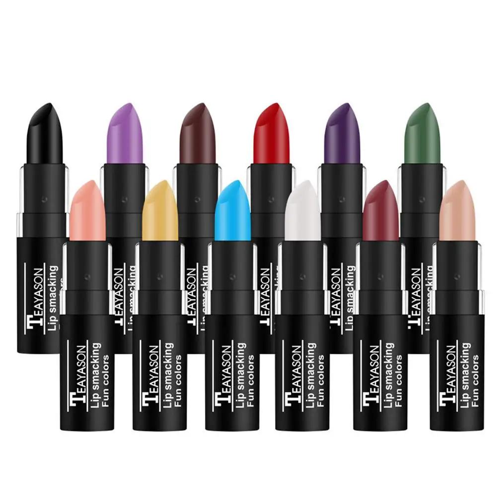 DSstyles Dark Lipstick White Color Vampire Olive Green Black Purple Halloween Retro Creative Makeup Lip Stick Cosmetics |