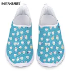 Женские сетчатые кроссовки INSTANTARTS, повседневная обувь на плоской подошве, с мультяшным рисунком зубов, лоферы для стоматолога, обувь для улицы