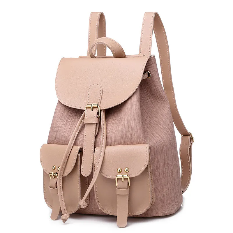

New Backpack Women's Bag PU Leather College Wind Backpack Sling Bag Large Capacity Travel Bag Bookbag