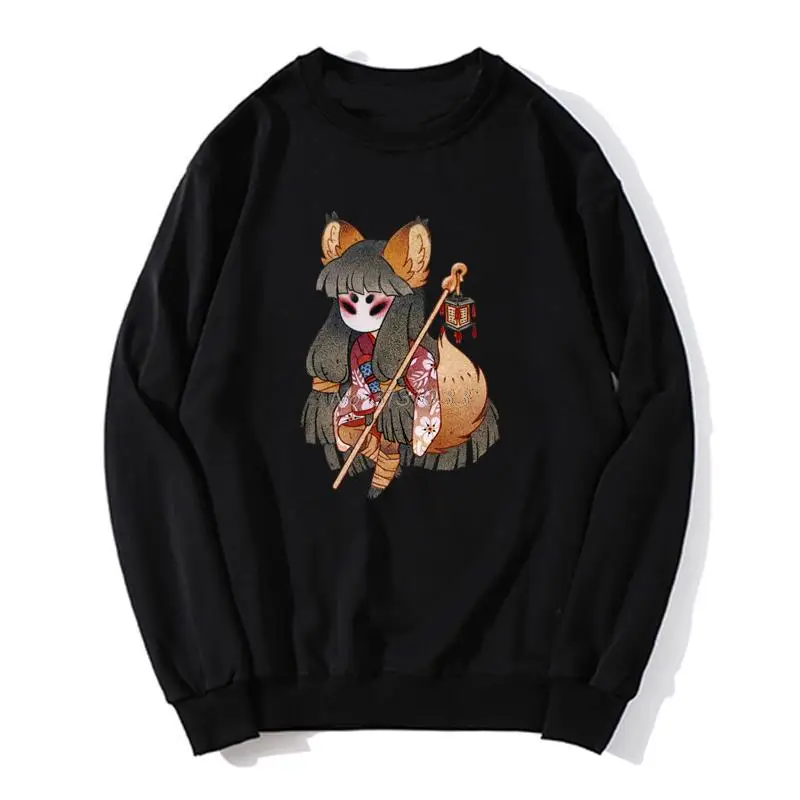 

Толстовка с капюшоном для девочек с изображением таинственной лисы, мультяшный дизайн, мужская флисовая толстовка, унисекс толстовки, свит...