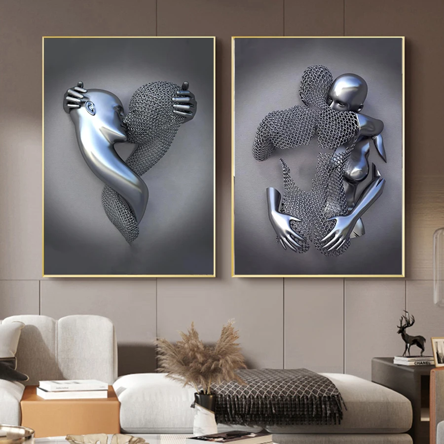 

Metal Figure Diy Diamond Painting Romantic Abstract Lover 5D Mosaic Embroidery Art Modern For Living Room Home Decoration JX3025